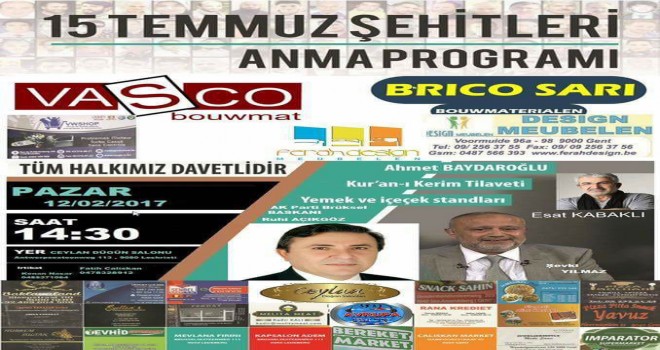 BELÇİKA GENT UETD 15 TEMMUZ ŞEHİTLERİ ANMA PROGRAMI