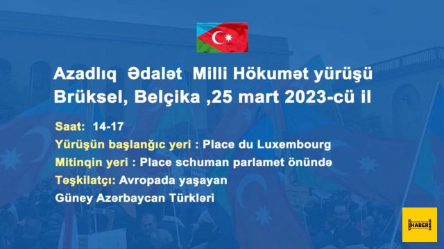 Brüksel'de İranlı Azerbaycan Türklerinden rejim karşıtı protesto