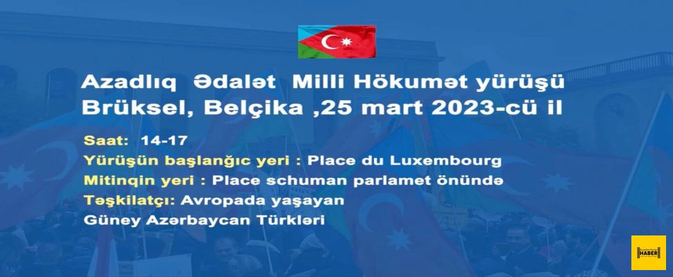 Brüksel'de İranlı Azerbaycan Türklerinden rejim karşıtı protesto