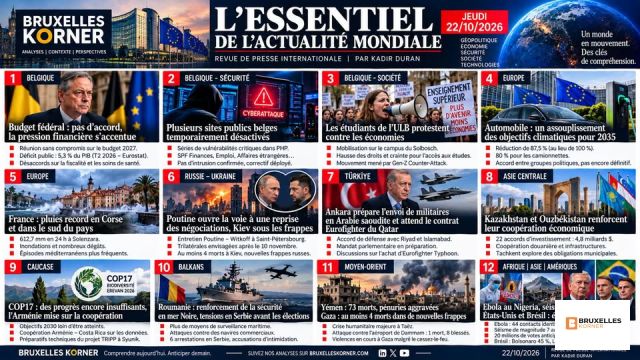 L’ESSENTIEL DE L’ACTUALITÉ MONDIALE JEUDI 22 OCTOBRE 2026