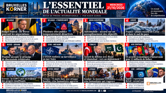 L’ESSENTIEL DE L’ACTUALITÉ MONDIALE MERCREDI 21 OCTOBRE 2026