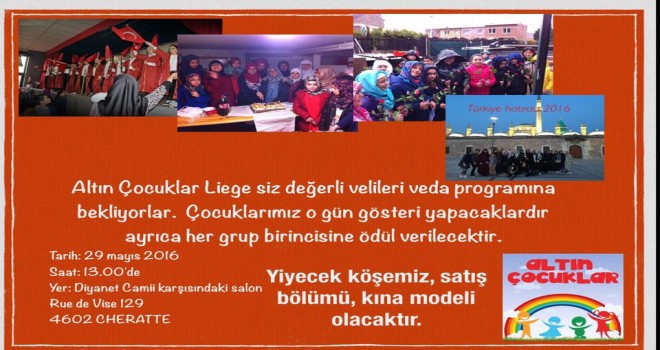 ALTIN ÇOCUKLAR LİEGE DERNEGİNDEN VELİLERE VEDA PROGRAMI