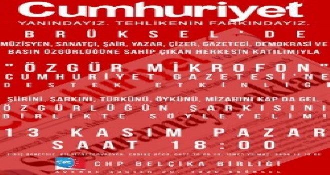 CUMHURİYET GAZETESİ İLE BRÜKSEL’DE “ÖZGÜR MİKROFON” DAYANIŞMASI