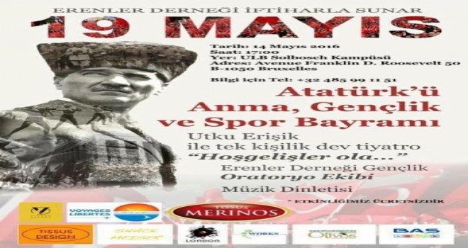 Université Libre de Bruxelles (ULB), Solbosch Kampüsünde gerçekleşecek 19 Mayıs etkinliği, 14 Mayıs saat 17:00 de başlayacak.