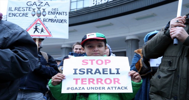 Brüksel'de İsrail protestosu